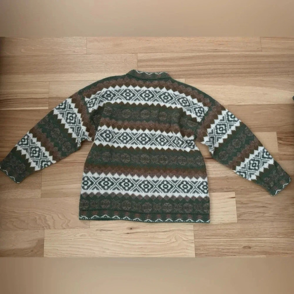 Inti Haimi Nordic Wool button front cardigan peasant handmade in Ecuador - Picture 3 of 15